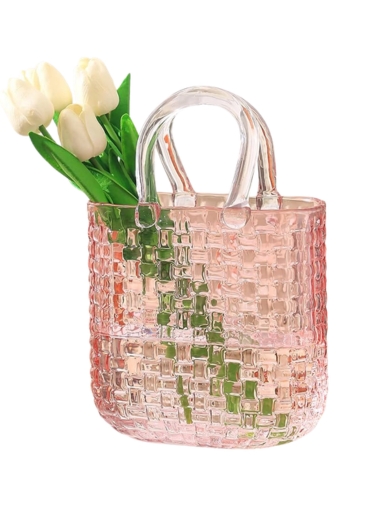Decorative Pink Glass Bag - Vase Planter - Heaven Sends